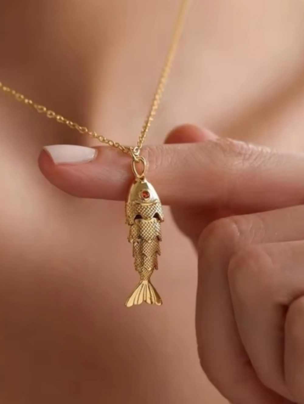 Anthropologie Gold Flapping Fish Necklace
